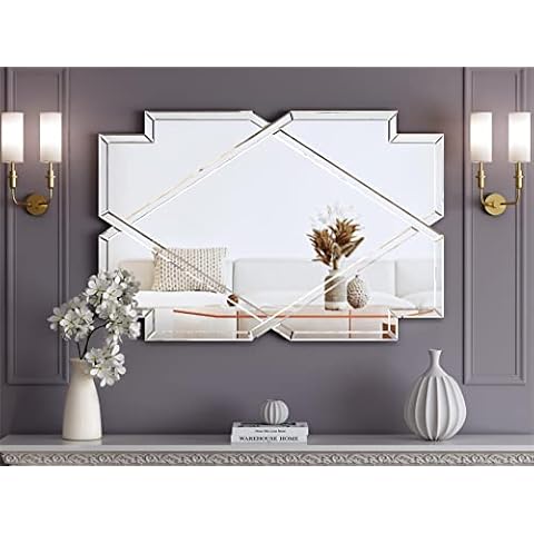 blingworld Rahmenloser Wandspiegel, dekorativer abgeschrägter rechteckiger Spiegel Cover