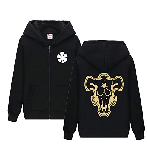 Image of Unisex Anime Black Clover Long Sleeve Hoodie The Black Bulls Asta Casual Zip Sweatshirts
