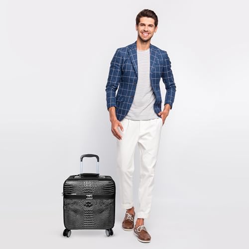 Image of THE CLOWNFISH Drift Small 16inch Cabin Trolley Bag for Travel|Hard Suitcase for Travel with Aluminium Trolley, Wheels, 360 Degree Rotation - Black