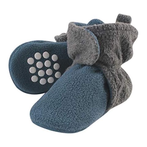 Luvable Friends Baby Girls' Fleece Lined Booties, Coronet Blue and Heather Charcoal Winter Accessory Set, 0-6 Months Cover