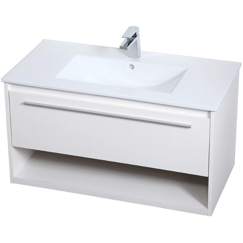 Elegant Decor 36" - Single / Brushed Nickel,white / Modern Bathroom Vanities