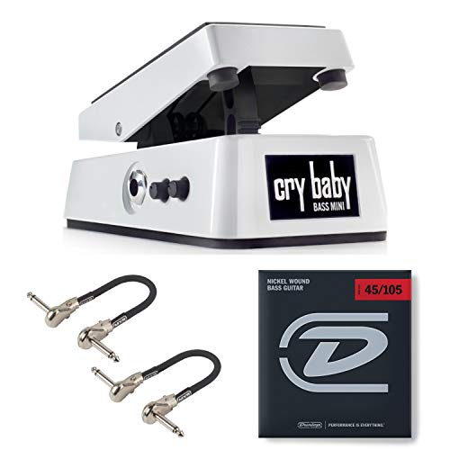 Dunlop Cbm105Q Cry Baby Mini Bass Wah Pedal Bundle With 2 Mxr Patch Cables And Dunlop Nickel Wound Bass Strings (Medium .045–.105) #TOP5