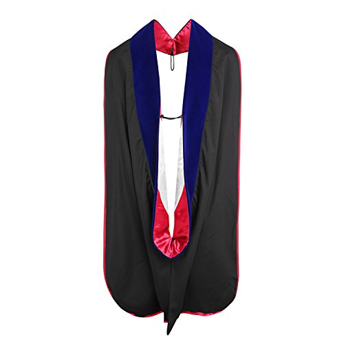 lescapsgown Graduation Deluxe Doctoral Hood (BlueRedWhite)