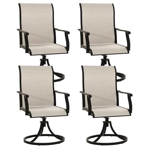 Murago Outdoor Patio Swivel Dining Chairs Set of 4, 360 Swivel and All Weather Rocking Chair with Textilene Mesh Fabric and Rust Proof Steel Frame, 400 Lb. Capacity, Beige