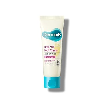 Derma B | Urea 9.8% Foot Cream | Foot Lotion for Dry Cracked Heel Treatment | Camellia Oil, Urea Cream for Feet | Hypoallergenic Leg Cream for Sensitive Skin | Woody Scent Foot Care | 2.7 fl oz 80ml