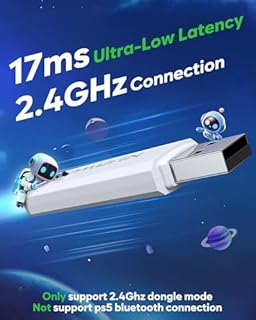 NUBWO G06 Pro Wireless Gaming Headset mit Ladestation für Headset und PS5 Controller, 17ms Niedrige Latenz, 120 Stündige Akkulaufzeit, Dynamische 50mm Treiber Weiß (Nicht mit Xbox Kompatibel)