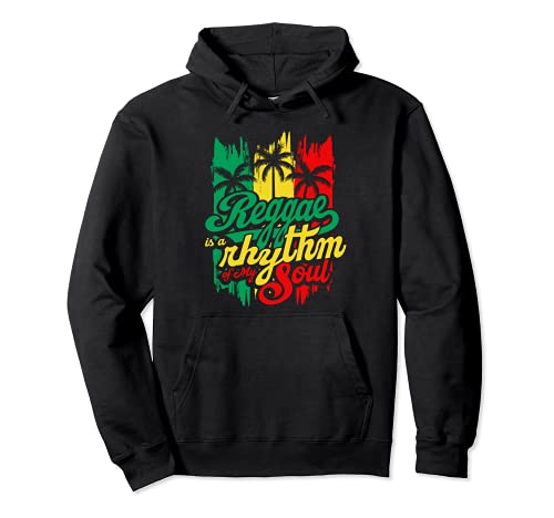Reggae is a Rhythm Of My Soul Drapeau rastafari avec palmiers Sweat à Capuche Cover
