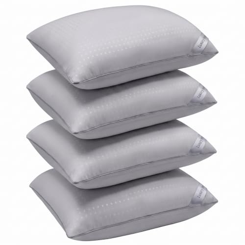 Higoom King Size Bed Pillows for Sleeping Set of 4,4 Pack Great Support Luxury Hotel Pillows for Side,Stomach and Back Sleepers(Grey,4-Pack)