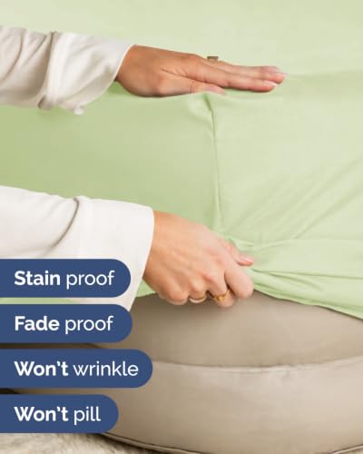 Image of Extra Deep Flex Top Split Head King Fitted Sheet - Hotel Luxury Single Fitted Sheet Only - Easily Fits 18 inch to 24 inch Mattress - Ultra Soft, Wrinkle Free w /Extra Deep Pockets - Light Sage Green