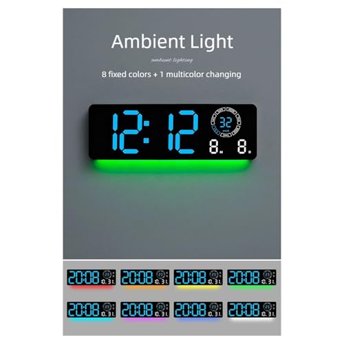 Reloj de pared digital LED multicolor con fecha y luz nocturna 4