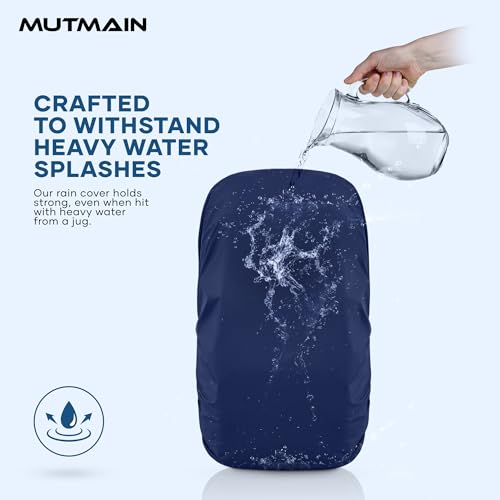 Image of MUTMAIN Waterproof 80L to 100L Rain Cover for Rucksack Backpack Bag, Suitable Bags Cover for Hiking, Camping & Trekking XXL Bag, Two Side Adjustable Buckle and Elastic Protect from Rain (Navy Blue)