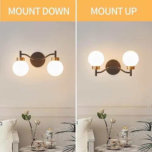 Image of SINOMAN Wall Light for Living Room Modern /Wall Lamps for Bedroom /for Living Room /Wall Lights for Home Decoration /Bedside Wall lamp (Doom Glass Double, with Bulb)