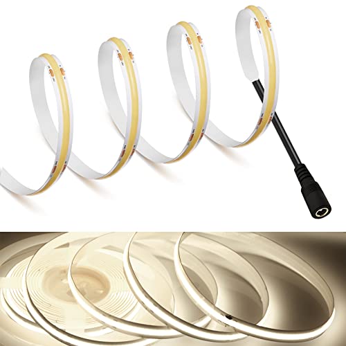 Image of MDee】COB LED Strip Lights 4000K Nature White DC Powered DC12V Flexible LED Tape Lights with DC Connector CRI 90+ 800LM /m 320LEDs /m for Indoor and Outdoor Decor(4000K Nature White 1.64ft /0.5m)