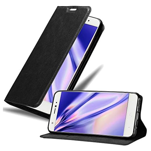 Cadorabo Funda Libro para BQ Aquaris X en Negro Antracita - Cubierta Proteccíon con Cierre Magnético, Tarjetero y Función de Suporte - Etui Case Cover Carcasa