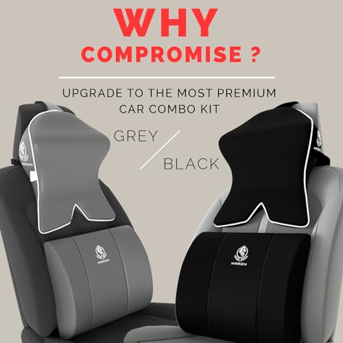 Image of MRRON Large Back Support Neck Rest for Chair & Car Seat, Orthopaedic Lumbar Support Memory Foam Backrest Cushion Designed for Back Pain Relief Pillow for Comfortable Sitting (Grey, Lumbar)