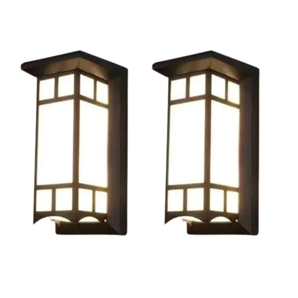 Neue chinesische schwarze 2er-Packung Wandleuchten for den Außenbereich, Acrylschirm, Wandleuchten, Aluminiumgehäuse, geometrisches Design, Wandlampe for Veranda, Deck, Zaun, Terrasse, Garten(2 Packs)