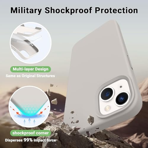 Image of DIZORO Microfiber Candy Case Compatible for iPhone 13 / iPhone 14 6.1 Inch Shockproof Slim Back Cover Liquid Silicone Case - Off White
