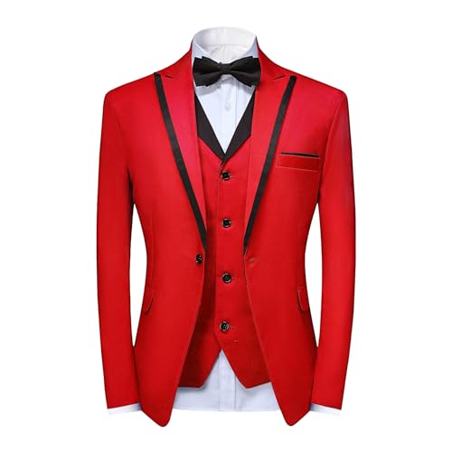YFFUSHI Men's 3 Piece Suit Slim Fit Notched Lapel One Button Solid Jacket Vest Pants2