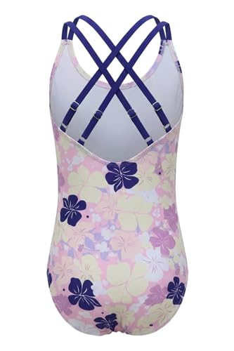 Image of Moon Tree Girls One Piece Swimsuits, Adjustable Double Straps Bathing Suits for Kids Girls Hawaiian Swimwear 3-16 Years