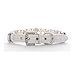 CheeseandU 1Pc Dog Cat Cute Fashion PU Leather Pearl Collar with Crystal Rhinestone Diamond Decor Pet Adjustable Neck Strap Accessary for Wedding Birthday Party Valentines Day Collar Gift, White