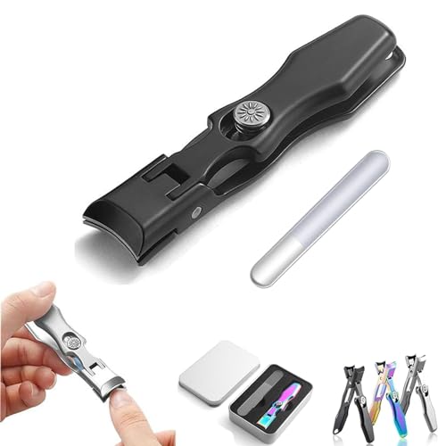 Socabi Lux ジャーマングリップ ネイルクリッパー レディース メンズ - 2024 新しい豪華なウルトラシャープ キャッチャーファイル付き (ブラック)