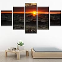 SIGNWIN 5 Panel Canvas Wall Art Multicolor Nature Neon Photography Trees Tropical for Home Decorations Ready to Hang - 60