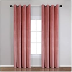 Tramas Cortinas Opacas TRAMAS+ Pack 2 Cortinas Terciopelo Opacas Aislante Térmico, Protección Solar y Anti Luz, para Ventana Salón Habitación y Dormitorio - (Rosa Palo)