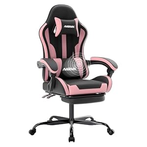 Bürostuhl Gaming Stuhl, Gamer Stuhls Computerstuhl mit Fußstütze, Gepolstert Gaming Chair,Gaming Sessel für Erwachsene, Drehsessel Schwarzrosa
