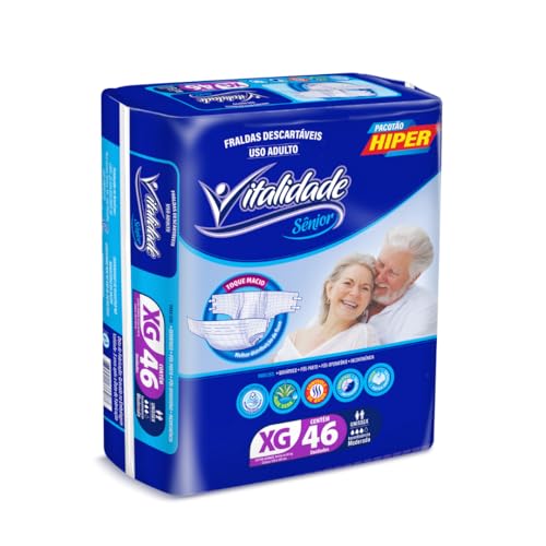 Fralda Descartável Adulto Geriátrica Vitalidade Sênior Incontinência Fita XG 46 Unidades