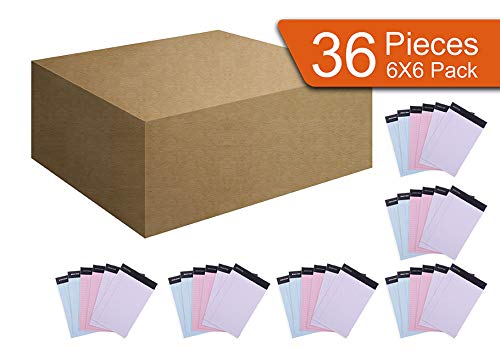 Mintra Office Legal Pads, ((xBasic, 5in x 8in, (Pastel), 36pk (6-6pks)), Narrow Ruled, 50 Sheets per Notepad, Micro perforated Writing Pad, Notebook Paper for School, College, Office, Work