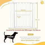 PawHut Treppenschutzgitter 94cm Türschutzgitter Absperrgitter ohne Bohren 76-104 cm Schutzgitter aus Stahl für Hunde, Haustiere Treppen, Tür, Weiß