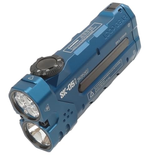 SK05PRO 4360 Lumens Flat EDC Flashlight, 8000mAh Rechargable Flash Light Combines Floodlight Spotlight and Sidelight Idea for Emergency Camping - IP68 with Magnetic and Back Clip Blue 6500K