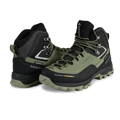 Image of Men's Warm Waterproof Winter Hiking Boots | Mid Ankle Outdoor Trekking Shoes | Anti-Slip Grip | Black - WH1106