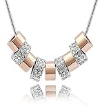 Das ideale Geschenk! Quadiva E! Damen Halskette mit Neun-Ring-Anhänger (Farbe: Rosegold/Weißgold) verziert mit funkelnden Kristallen von Swarovski®