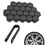 Teybouk Lug Nut Covers, 17mm Wheel Lug Nut Covers Caps with Removal Tool, Wheel Center Bolt Decoration, Universal for Cars, Trucks, SUVs (Black)