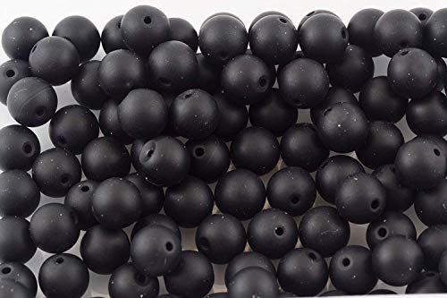 Natural Stone Beads 100pcs 6mm Matte Black Onyx Agate Dull Polish Round Stone Beading Loose Gemstone DIY Smooth Beads for Bracelet Necklace Earrings Jewelry Making (Matte Black Onyx, 6mm) - Thumbnail 3