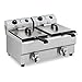 Royal Catering Freidora Eléctrica Doble Para Hostelería 2 x 10 Litros 230 V RCEF 10DB (2 x 3.000 W, Grifos De Vaciado, Temperatura: 50-200 °C)