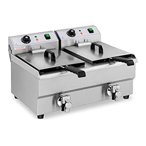 Royal Catering Freidora Eléctrica Doble Para Hostelería 2 x 10 Litros 230 V RCEF 10DB (2 x 3.000 W, Grifos De Vaciado, Temperatura: 50-200 °C)