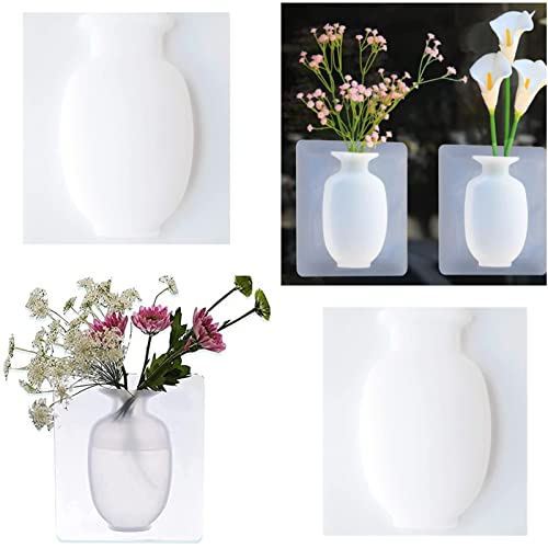 2 Stück Wiederverwendbare kreative Silikon-magische Vase, Selbstklebende Silikon-Blumenvase Abnehmbare Vase Zur Wandmontage, abnehmbare Selbstklebende Silikon-Vase für Büro, Heimdekoration (weiß) Cover