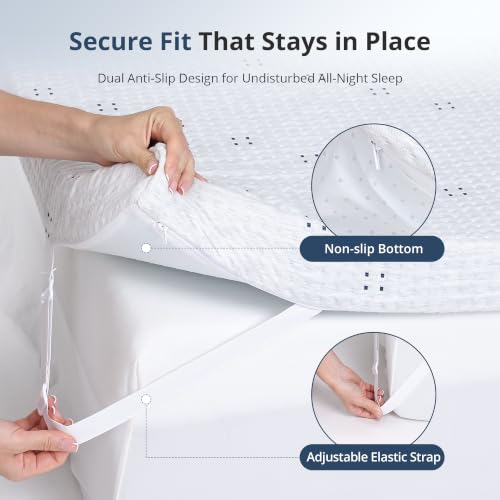 Dyonery 3 Inch Gel Infused Memory Foam Mattress Topper Queen Size, White by Dyonery - Used condition - Image 6