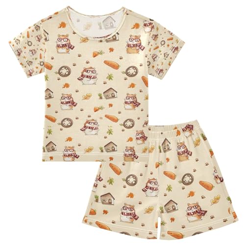 senya Cute Squirrel Carrot Summer Pajamas Set Short Cotton Sleepwear 2 Piece