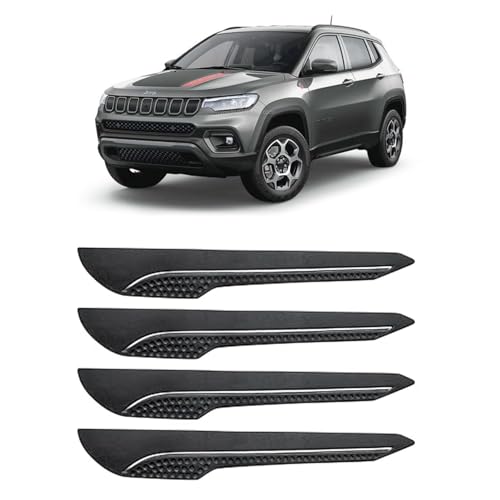 Image of AOSIS-Car Bumper Protector /Bumper Guard for Jeep Compass TRAILHAWK with Single Chrome Stripe (4-Pcs)