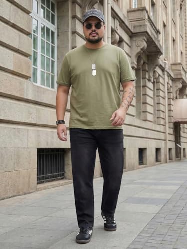 Image of Urbano Plus Men's Relaxed Fit Washed Denim Jeans Non-Stretchable