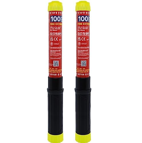 Fire Safety Stick - FSS100 Double Pack (FSS100-DBLE Fire Extinguisher A B C F & Electrical -100 Seconds Discharge x2 units - Light & Compact No Residue No Mess Non-pressurised 15 year Shelf)