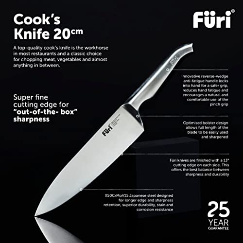 Furi Pro Knife Set 4 pc, Beautiful Acacia Wood Gift Box with Four Premium Knives for a Superior Cutting Performance, Stainless Steel Blades, Ergonomic Reverse-Wedge, Anti-Fatigue Handle - Image 5