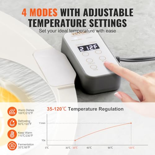 Image of VEVOR Electric Warming Tray, Food Warming Mat for Buffet, Rollable & Portable Silicone Food Warmer with 4 Adjustable Temperature Settings, Auto Shut-Off & Child Lock, Perfect for Parties, Catering