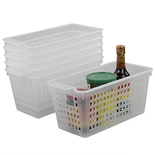 Qskely 6-Pack Clear Plastic Storage Trays Basket For Closets, Countertop And Drawers #TOP6
