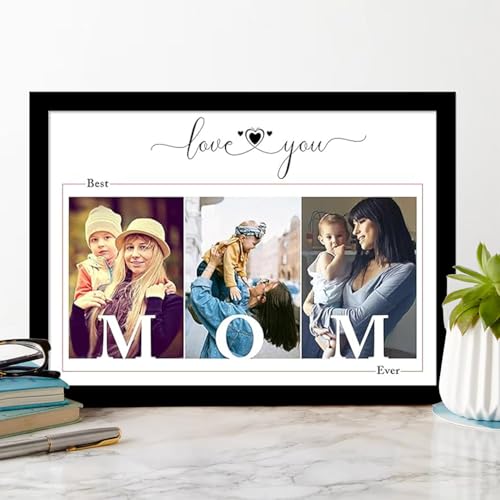 Image of Make Your Mother Smile This Mothers Day with the Custom Print with Photo Upload, Personalized Frame For Living Room, Decorative Home Decor Wall Hanging (Black, A4)