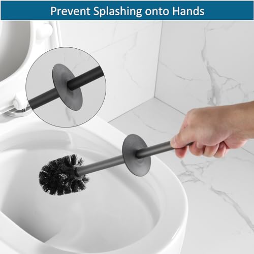 Image of BVL Toilet Brush and Holder 2 Pack for Two Bathrooms, Matte Black | Two complete freestanding sets equip a main bath and guest bath, or two bathrooms in one home, apartment or rental.