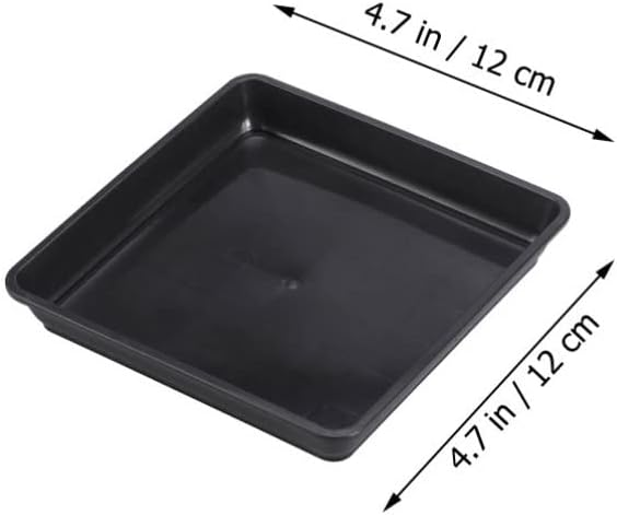 Vaguelly 12pcs Square Planter Saucer Square Pot Trays Black Plastic Plant Tray Plant Garden Potted Water Drips and Container Accessories for Indoors Outdoor, 12cm/ 4.7inch